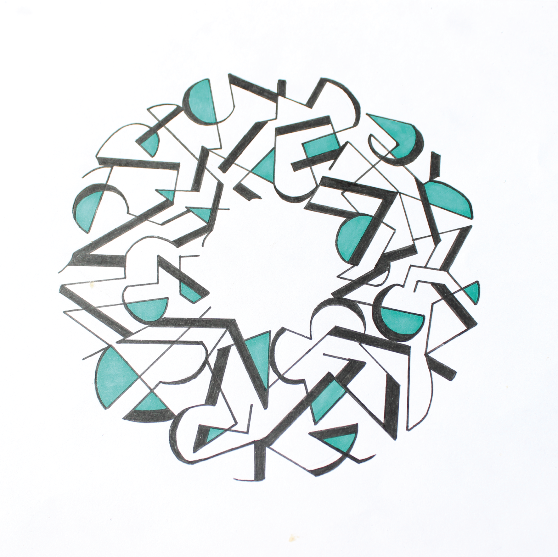 geometric abstract lettering
